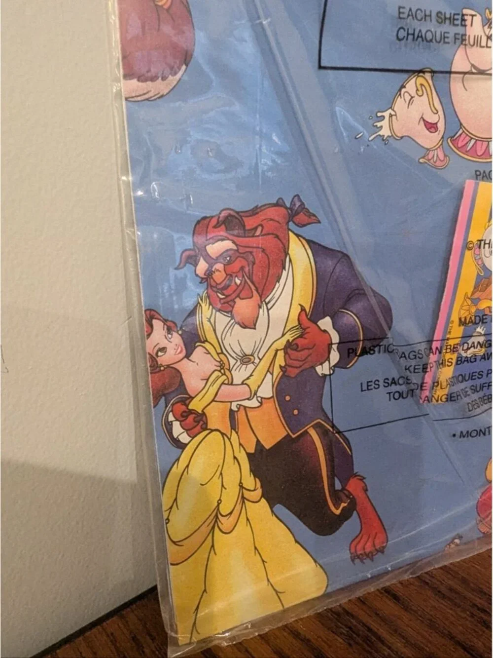 Vintage 80's Gift Wrap Aladdin & Beauty & The Beast Disney Wrap & gift tags